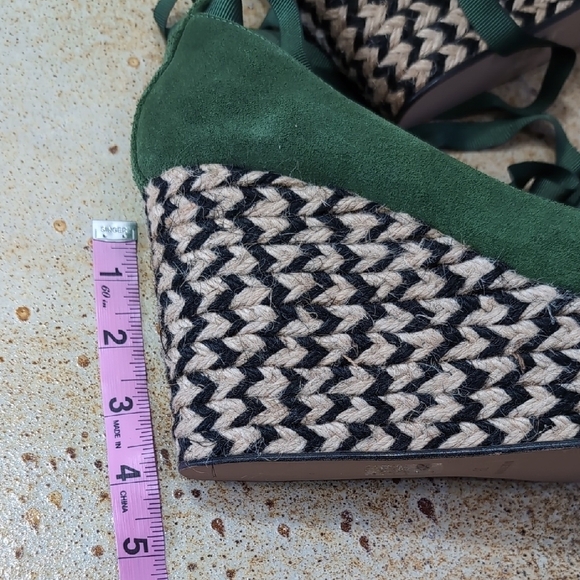 NWOT Free People | Green Suede Wedge Espadrilles Calf Tie Size EU 38 Size 7.5 - Picture 11 of 12